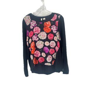 Anthropologie Moth Silk Floral Pullover Sweatshirt Sz Medium Whimsigoth Romantic